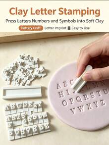 26pcs A-Z Clay Stamp Set, Includes 26 Uppercase Letters, 26 Lowercase Letters, 10 Numbers, Suitable For DIY Handicrafts, Clay Art Letter Creation, Scrapbooking, Greeting Card Making - Multicolor - View 8