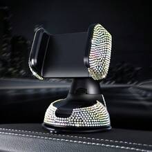 1 st bilnavigeringsfäste med strass, 2 stilar: färgglad strass och vit strass, universal för instrumentbräda och luftventil, säkert grepp, dekorativt för kupén, förstärker bilens lyxiga interiörstil, praktisk interiörtillbehör för bil - Mobilhållare för bil med sugeffekt och strass - Visa 7