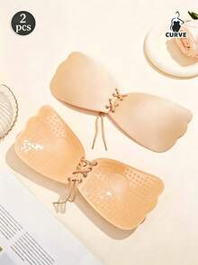 1/2pcs Black Skin-Tone Dual-Color Wing-Shaped Drawstring Self-Adhesive Bra, Minimalist Invisible Nylon Fabric, Wing-Shaped Cups With Adjustable Drawstring Ties, Honeycomb Adhesive Points With Center Glue-Free Protection, Shaping Body Lines, Suitable For Wedding Dress, Evening Gown, Backless Outfits, Weddings, Parties, Commuting, Vacation - Drawstring - View 20