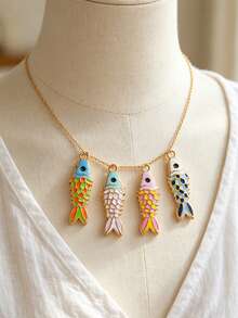 3 Pcs 304 Stainless Steel 18K Gold Plated Enamel‑Dripped Small Fish Charms, Colorful Enamel Koi Fish Pendants DIY Jewelry Accessories Handmade - Pendants - View 4