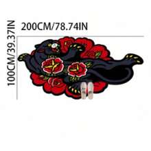 1pc Vintage American Black Leopard Shaped, Red Iron Blood Rose Pattern Carpet, Faux Cashmere 300 Material. Doormat, Small Rug, Welcome Mat, Carpet, Floor Mat, Outdoor Doormat, Kitchen Rug - Multicolor - View 11