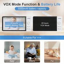 CDYCAM 7'' Video Baby Monitor With Pan Tilt Zoom Camera VOX Temperature Detection Night Vision Two Way Talk Cam - White - View 7
