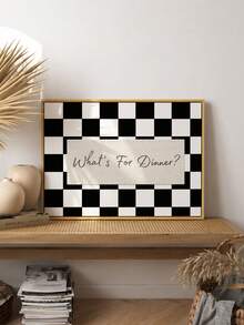 1pc Canvas Wall Art, Framed/Unframed Optional, "What To Eat Tonight?" Black And White Striped Canvas Wall Art, Modern Calligraphy Style Quote Print, Fashionable Kitchen And Dining Room Typography Art, Stylish Home Decor Gift For Foodies, Home Decor, - Letter a - View 5