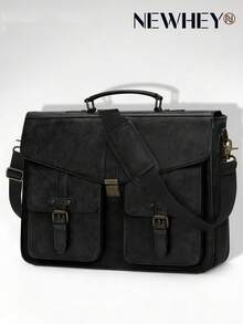 NEWHEY Men's PU Leather Messenger Bag, 17 Inch Laptop Briefcase Satchel Bag, Large Capacity Shoulder Crossbody Bag For Work Office Business Travel - Multicolor - View 10