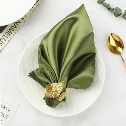 12 piezas Anillos para servilletas de hoja de laurel dorada | Adecuados para servilletas de tela, boda, vacaciones, fiesta, decoración de cena, reutilizables