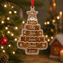 Custom Christmas Tree Ornament, Personalized Family Name Hanging Decor, Customized Gingerbread Christmas Tree Ornament With 2-5 Names And 2026 Year, Customizable Holiday Keepsake Gift For Family Members, Xmas Decorations - Style C - View 7