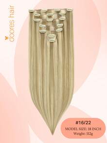 DOORES 100% Human Hair Clip In Hair Extensions, 112g 7pcs 14-24 Inch Light Blonde Highlights, Fast 5 Mins Installation For Daily Wear, Natural Adding Volume To Thin Hair - S16/22A - View 2