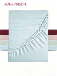 HONEYMOON 1pc Solid Color Soft Fitted Sheet 100% Polyester Fabric Lightweight Cloud-Like Touch Bedding Mattress Cover, Suitable For 9-12 Inch Deep Mattress, Soft Breathable Machine Washable, Shrink-Resistant, Fade-Resistant, All-Season Use, Different Sizes Suitable For Home And Dorm, Back To School Dorm Essential, Ice Blue - Ice Blue - View 1