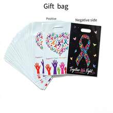 10/20/50PCS Charity Care Ribbon Theme Gift Bags, Hope & Support Printed Plastic Tote Bags, Charity Event Party Favor Bags - View 10