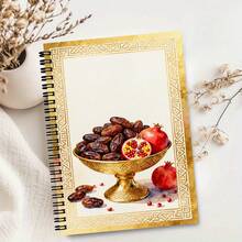 1pc 2D Flat Aesthetic Raisin & Pomegranate Pattern A5 Spiral Notebook, Classic Lined Pages, 100 Pages/50 Sheets High-Quality Paper, School Office Planner Diary Gift, Home Or Office Journal, School Supplies, Office Record Must-Have, Back To School Essential - A - View 11