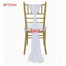 10pcs Elegant White Chiffon Chair Cover Set (Without Floral Accessories), Suitable For Aisle Wedding Chair Back Decoration, Church Chiffon Banquet Ceremony Reception Chair Set, Photography Props, Birthday Party And Home Decor - White - View 10