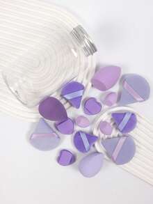 Makeup Sponge, Makeup Sponge, Mini Makeup Sponge, Powder Puff, Mini Powder Puff, Mini Finger Cushion Puff, Foundation Mixing Beauty Sponge, Liquid, Cream And Powder Flawless, Multi-Color Makeup Sponge, Latex-Free Dry And Wet Foundation Makeup Sponge, Includes Cushion Powder Puff, Latex-Free Mixing Sponge And Makeup Puff - Multicolor - View 6