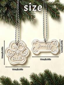 LICVIC Custom Paw Print Bone Christmas Ornament, Personalized Pet Name Tree Decor, Festive Snowflake Holiday Style, Customized Name Christmas Hanging Ornament, Customizable Pet Keepsake, Christmas Tree Decoration, Christmas Gift 2026, Pet Keepsakes, Family - White - View 2