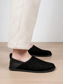 Men's Plus Size Wide Fit Slip-On Casual Loafers With Exquisite Embroidery Accents, Sturdy Stitching, Flexible Upper, Comfortable Fit - Black - View 9