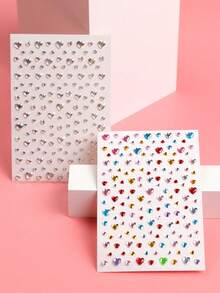 2PCS Large Heart 3D Asymmetrical Self-Adhesive Rhinestone Y2K Women's Face 3D Decorative Rhinestone Stickers Holiday Gift DIY Music Festival Party Makeup Ball Face Decoration Rhinestone Stickers - Multicolor - View 5