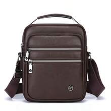 1pc Men's Vintage PU Crossbody Bag, Multi-Compartment Large Capacity Handbag, Business Commute Shopping One Shoulder Small Backpack - Crossbody Bag - View 14