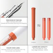 Set Languo 24 buah (4 Pena + 20 Kartrid Tinta Pengganti), Seri 5 Warna, Pena Warna-warni, Ujung 0,5 mm, Sempurna untuk Menulis Sehari-hari, Kantor, Penandatanganan Bisnis, dll., Hadiah Liburan - Set - View 4