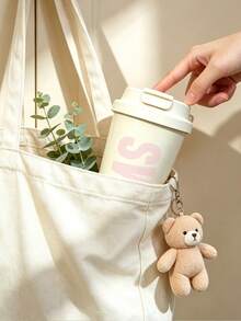 Miniso Fresh Cartoon Outdoor Home Supplies Portable Hanging Rope Water Bottle Large Capacity Insulated Cup Cute Style Student School Use Suitable For Cup Holder, Insulated Cup, Rubber Base, Unisex Gift - White - View 4