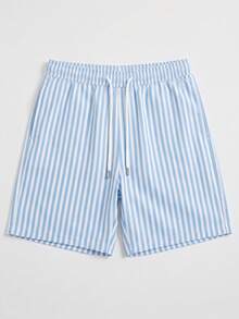 男士夏季圓領休閒背心與休閒短褲居家服套裝 - 白色 - 查看 6