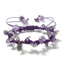 1Pc Boho Handmade Natural Crushed Crystal Bracelet Adjustable Summer Beach Dainty Stackable Bangle Wristband Jewelry Gift For Women - Multicolor - View 13