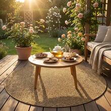 1pc Brown Pineapple Round Rug, Faux Sisal Material, Minimalist Round Carpet, Suitable For Indoor And Outdoor, Soft And Machine Washable, Ideal For Patio, Balcony, Beach, Picnic, Modern Decorative Mat - A - View 3