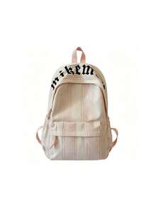 Fresh Plaid Design Letter Print Backpack, Lightweight Nylon Fabric, Campus Commute Casual Fashion School Bag - Multicolor - View 11
