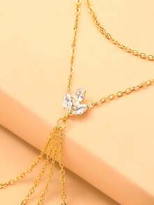 1pc Silver Star Linked Finger Bracelet For Women, New Versatile Summer High-End Rhinestone Bracelet Ring Integrated Jewelry - Gold - View 2