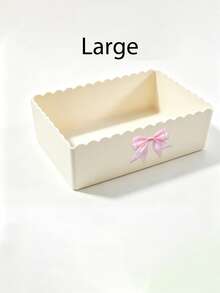 Cream Ribbon Bow Storage Box, Sweet Bow Cosmetic Storage Box, Stationery Organizer, Bedroom Storage Container, Student Desk Stationery Holder, Household Sundries Storage Basket, Office Desk Decor, Accessories Storage Box - Multicolor - View 15