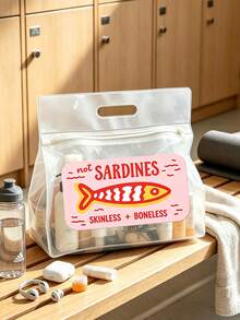 Retro Sardine Transparent Waterproof Wash Bag, PVC Beach Handbag, Suitable For Storing Shampoo, Lotion, Cosmetics And Other Bathroom Supplies, Adds Fashionable And Practical Design For Travel And Daily Use, Suitable For Travelers, Office Workers, Students, Beauty Enthusiasts, Can Be Used For Travel, Fitness, Hotel Accommodation, Daily Bathroom Storage, Multi-Functional Cosmetic Bag - Multicolor - View 4