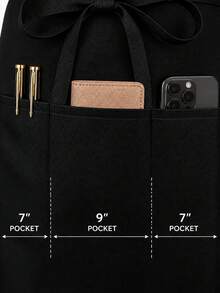 1pc Black Waist Apron, Suitable For Waiter/Waitress, With 3 Pockets, Suitable For Home, Life, Household Cleaning Waiter/Waitress Apron, Protective Clothing - Multicolor - View 9