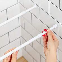 Wardrobe Hanging Rod Balcony Drying Rack Kitchen Storage Rack Rod No-Drill Shower Curtain Rod Door Curtain Telescopic Rod Window Curtain Rod - White - View 2