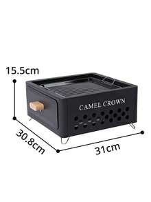 CAMEL CROWN Portable Mini Drawer Fire Pit For Home Tea Boiling & Barbecue, All-In-One BBQ Grill Set, Square Outdoor Charcoal Stove - Black - View 3