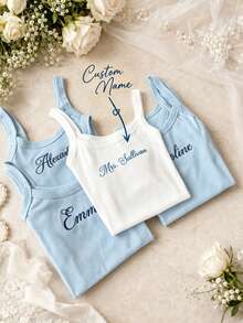 Personalized Embroidered Lace Tank Top, Customized Embroidered Modal Tank Top, Bridal Shower Gift, Engagement Gift, Bachelorette Party - Multicolor - View 7