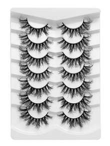 7 Pairs 25mm Long False Eyelashes, 6D Effect, Voluminous, Dense And Criss-Crossed, Long Style, Soft Texture, Suitable For Daily Date Makeup - View 8