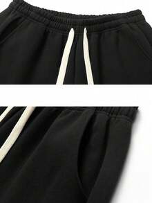 Women's Casual Minimalist Drawstring Waist Pocket Sweatpants Black - Black - View 8