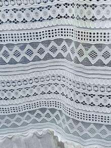 White Lace Kitchen Curtain, Tie-Up Ruffle Short Curtain, Bohemian Farmhouse Style Window Decor, Suitable For Kitchen Cabinets, Dishwasher Cover, Homestay And Rental Apartment Decoration - White - View 5