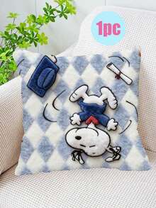 1PC Snoopy Square Cushion, With A Soft Pink Base Color, For Office Chair Backrest, Bedroom Soft Furnishings, Cute Cartoon Themed Throw Pillow. Does Not Include The Pillow Core. - Multiple Styles - View 12