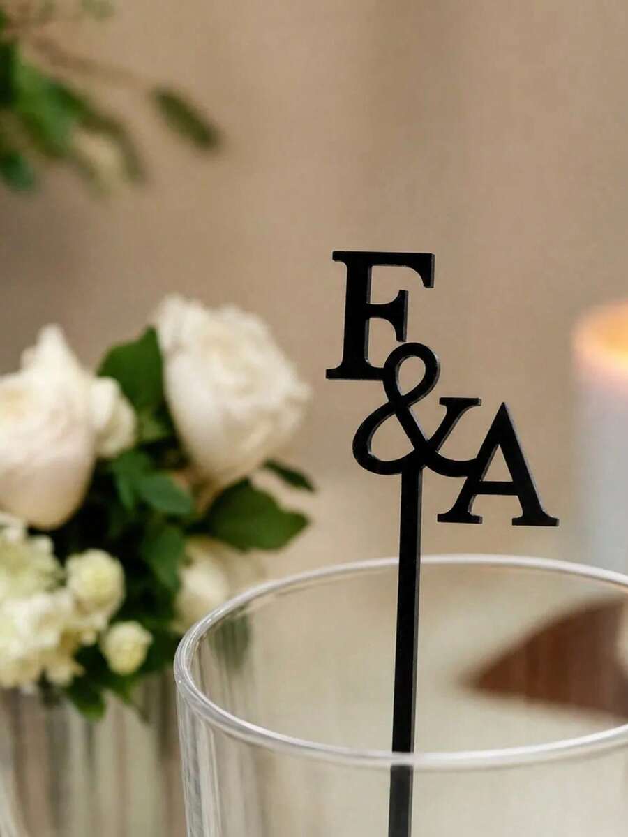 Personalized Wedding Stir Sticks, Gold Monogram Drink Stirrers For Wedding Party Decoration, Custom Drink Stir Sticks And Wedding Favours