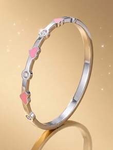 3Pcs Women Silver Stackable Bangle Set, Stainless‑Steel Multi‑Style With Rhinestone & Bamboo Design, Hypoallergenic Jewelry For Daily & Party Gift. - Silver - View 15