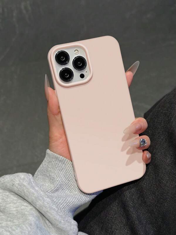 1pc Cute Solid Color Matte Large Hole Light Pink Full Coverage TPU Shockproof Phone Case Compatible With Apple 17/16/15/14/13/12/11/XSMAX/X/XS/XR/7PLUS/8PLUS/7/8
