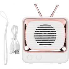 Altavoz inalámbrico portátil estilo TV retro, Bluetooth 5.0, 3 W y autonomía indicada de 8 a 9 horas - Blanco - Ver 5