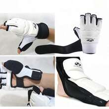 1 Set Taekwondo Foot Guard Training Set Competition Combat Foot Guard - Black and White - View 5