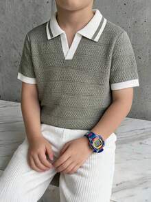 Young Boys Knit Tops - Green - View 1
