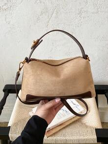 Solid Color Shoulder Crossbody Bag, Lazy Fashion Dumpling Bag, Commuter Small Square Bag - Khaki - View 6
