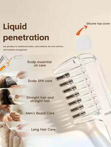 Transparent Visible Storage Liquid Guide Comb, Roller Metal Guide Teeth Even Liquid Discharge, Replacement For Hand Smear Hair Development Beard Essential Oil Scalp Softening Stubble Home Women'S Scalp Care Men'S Beard Grooming Convenient Beauty Com - Multicolor - View 10