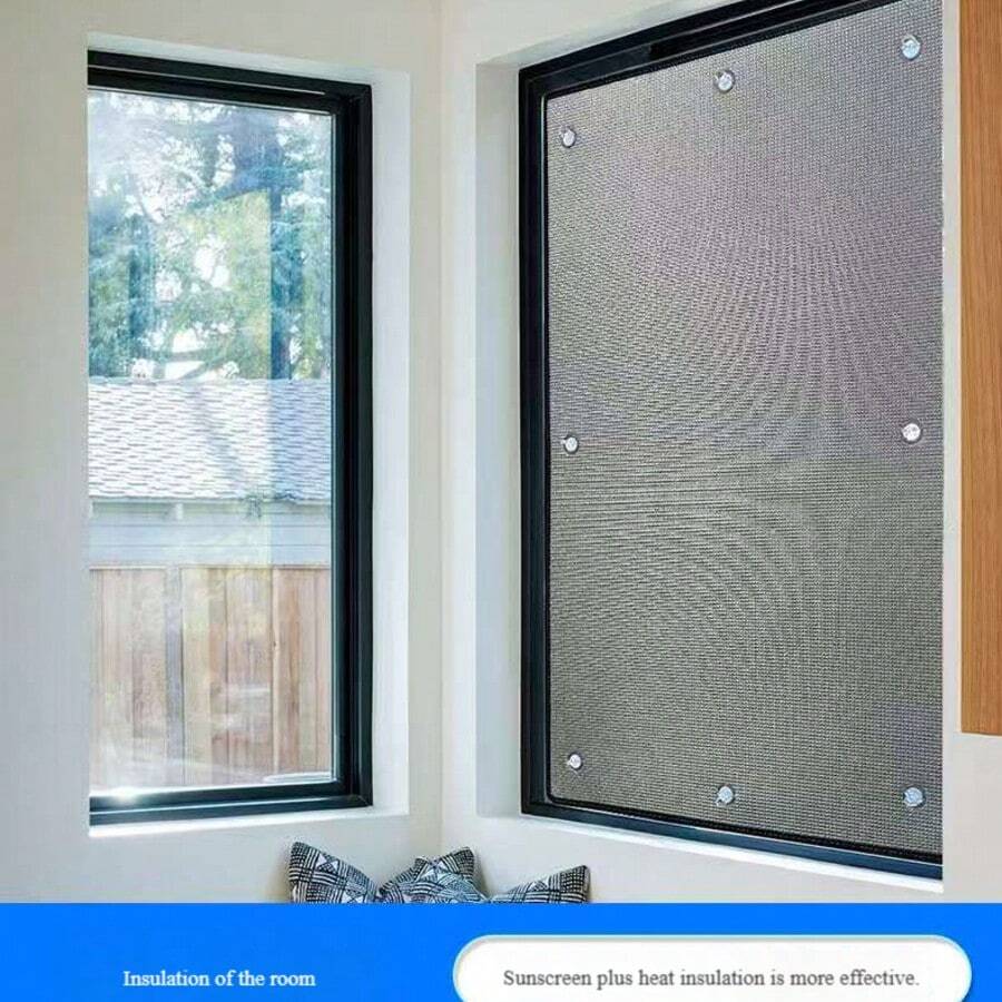 1pc Window Blackout Sun Protection Heat Insulation Film, With Suction Cups, With Decorative Edging, Easy Installation, Reusable | Suitable For Home, Car And Balcony | Durable Heat Insulation Blackout Window Sticker - 1PC - View 1