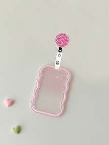 Cute Wavy Edge Gradient Transparent ID Card Holder With Lanyard, Ins Minimalist Soft Silicone Card Sleeve, With Shiny Rhinestone Round Retractable Badge Reel And Detachable Halter, Card Storage Box, Anti-Loss Lanyard,Travel Essential - Multicolor - View 15