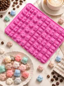 60-Cavity Mini Bear Mixed Shape Donut Baking Mold, Home-Made Candy Ice Cube Jelly Handmade Tool Suitable For Holiday Parties, Home Baking, Handmade DIY, Holiday Candy Making, Snack Making, Jelly Mold, Ice Cube Mold, Baking Mold - Multicolor - View 3