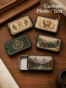 Personalized Vintage Matchbox Storage Box, Customized Photo/Text Sliding Metal Box, No Matches Included, Portable Coin And Small Accessory Organizer - Multicolor - View 10