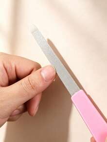 Pink Dual-Ended Nail File 3 Pieces Set, Multi-Function Nail Care Polishing And Buffing, Manicure Tool, Travel Essential, Back To School Must-Have, Bedroom Vanity Practical, Affordable Good, Holiday Essential, Gift For Women - Multicolor - View 2